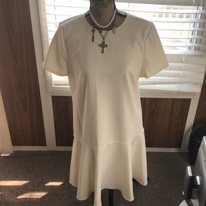 -Ann Taylor Drop Waist DressWhite On on Time